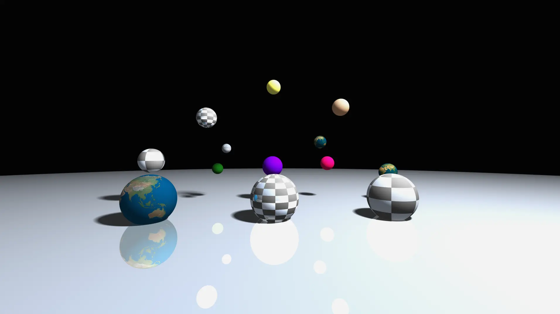 miniRT raytracer C implementation with sphere rendering, shadows, reflections and Phong lighting model